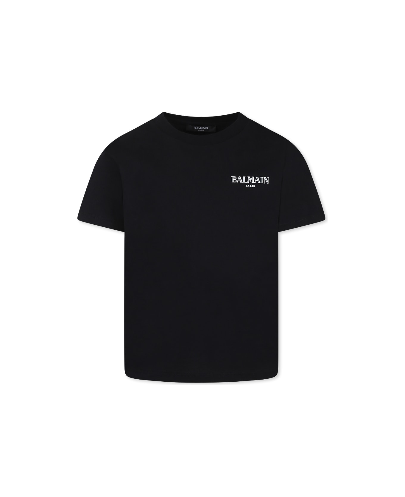 Balmain Black T-shirt For Kids With Logo - Black