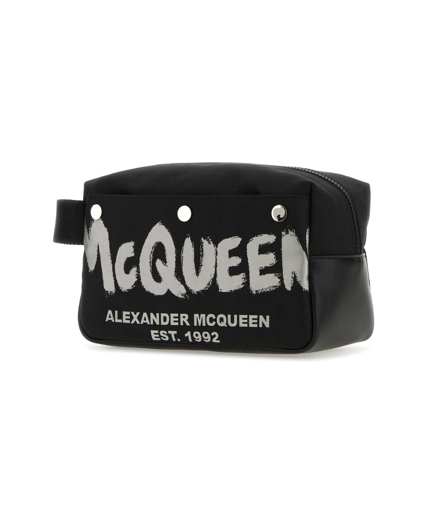 Alexander McQueen Black Fabric Mcqueen Graffiti Beauty Case - BLACKOFFWHITE