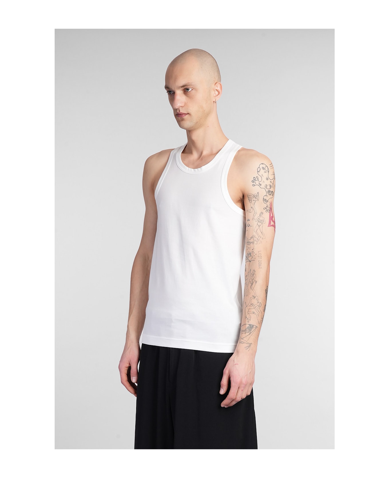 Yohji Yamamoto Tank Top In White Cotton - white