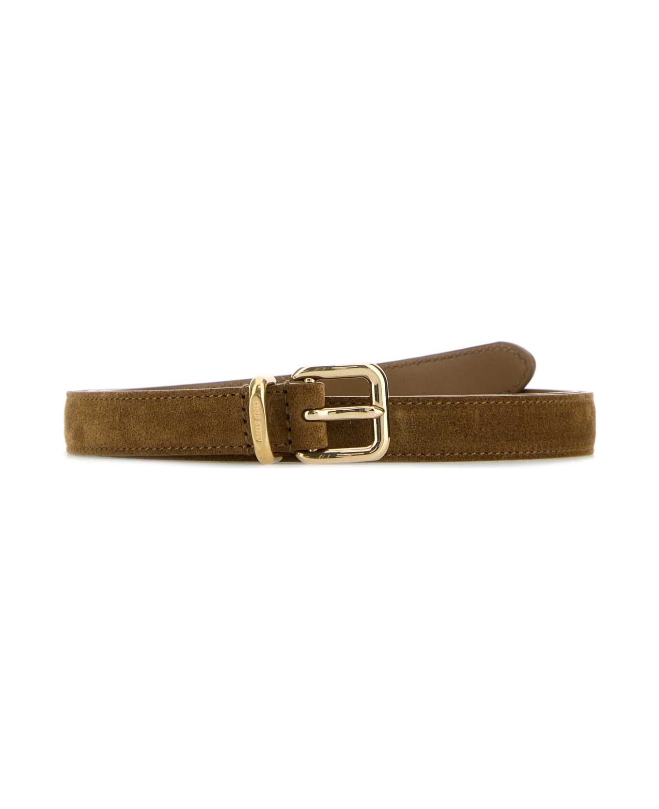 Miu Miu Camel Suede Belt - OLIVA