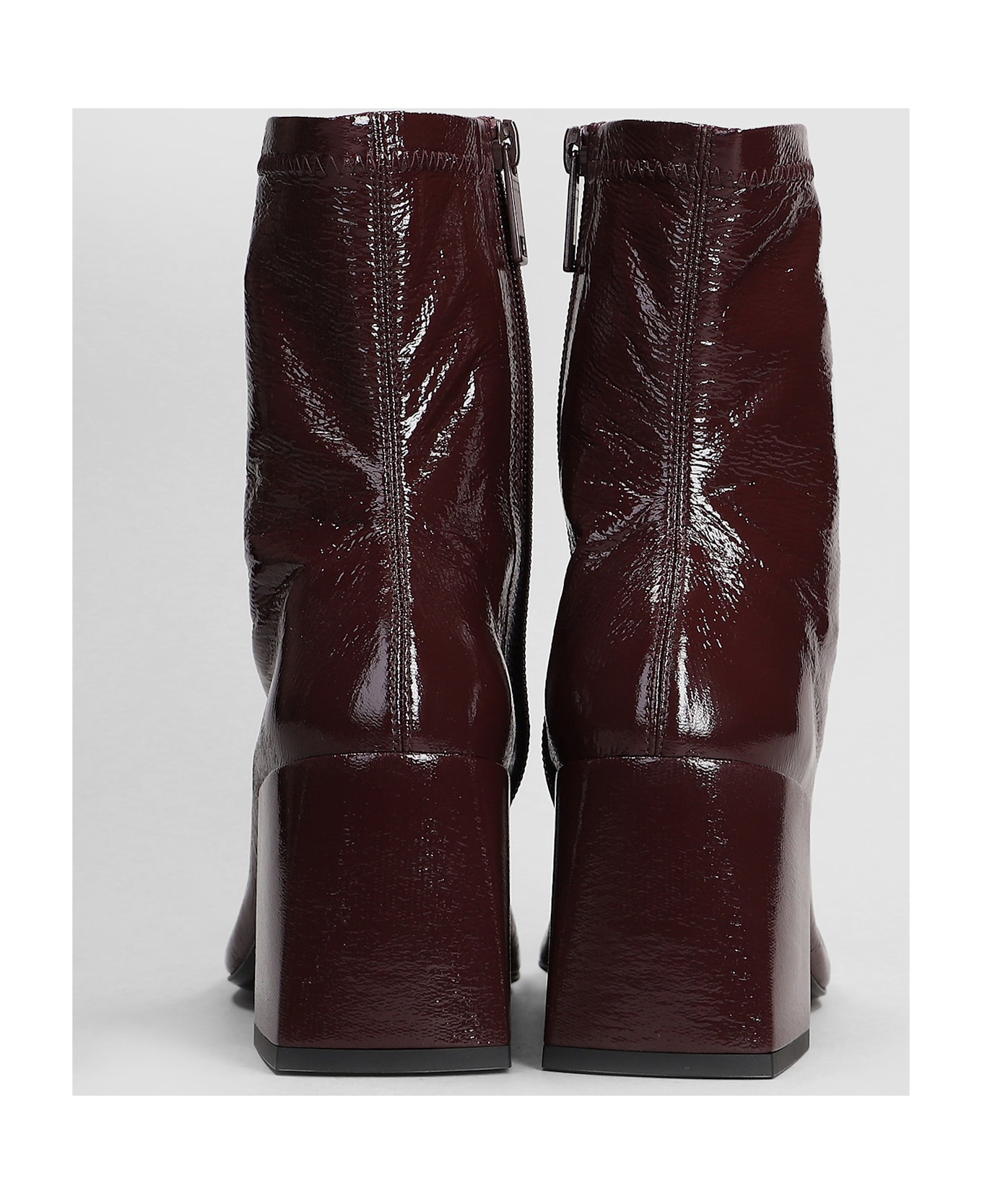 Courrèges Ankle Boots In Bordeaux Leather - bordeaux