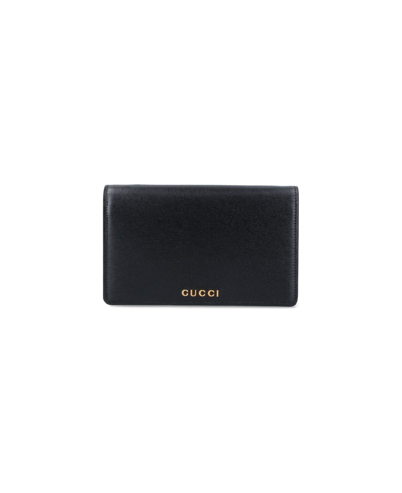 Gucci Logo Shoulder Strap Wallet - Nero
