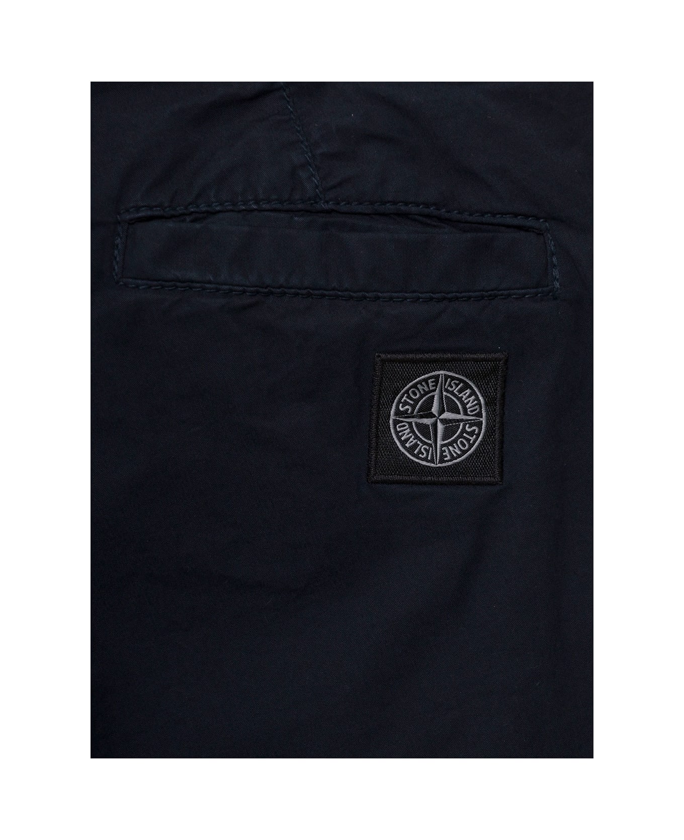 Stone Island Junior Blue Pants With Logo Patch In Stretch Cotton Boy - Blu ボトムス