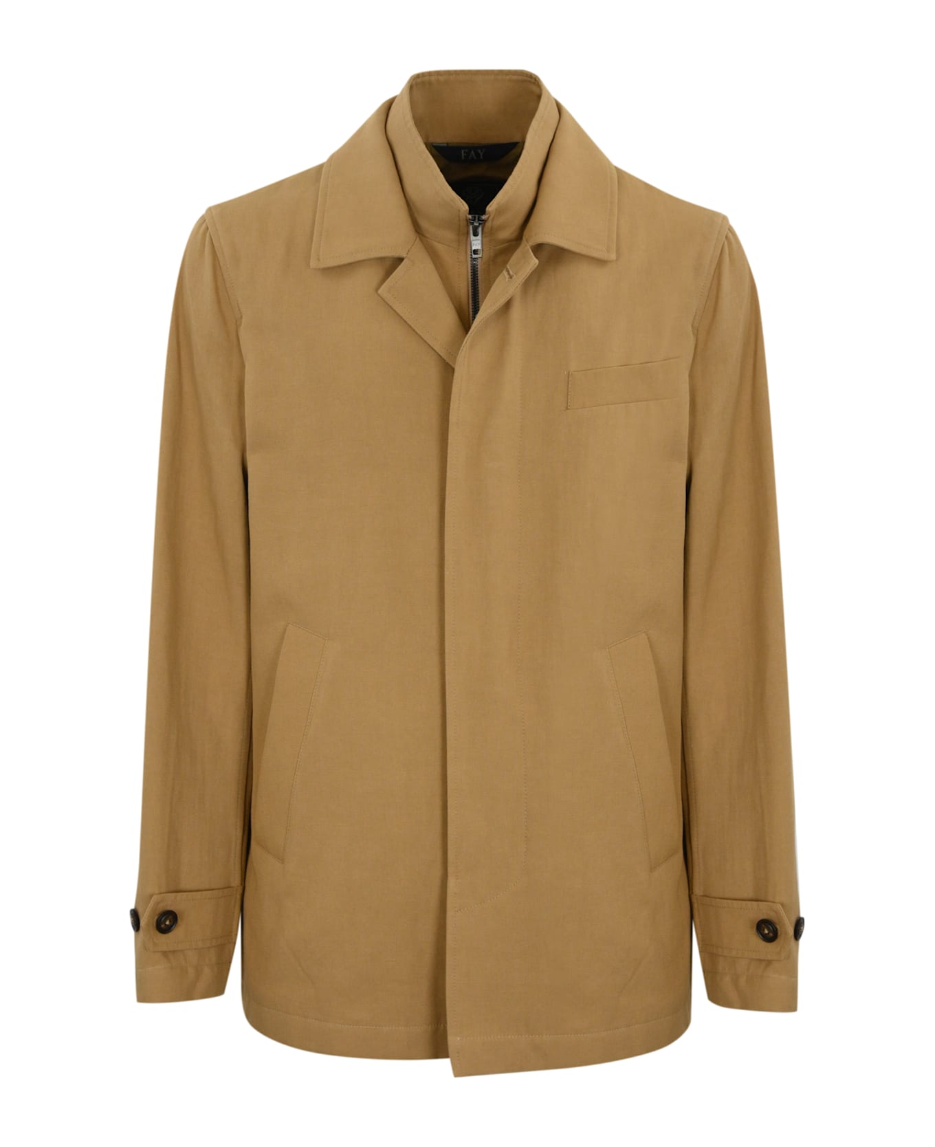 Fay Morning Coat In Cotton And Linen Twill - Beige