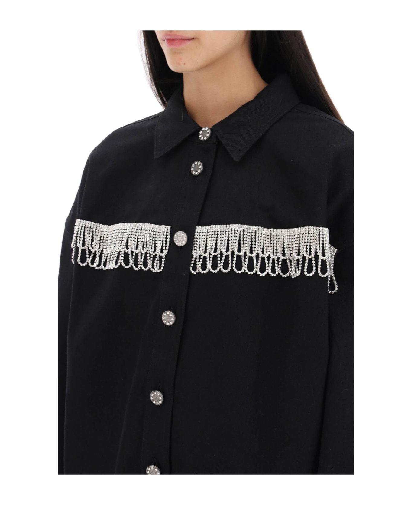 Rotate by Birger Christensen Crystal Shirt Jacket - BLACK