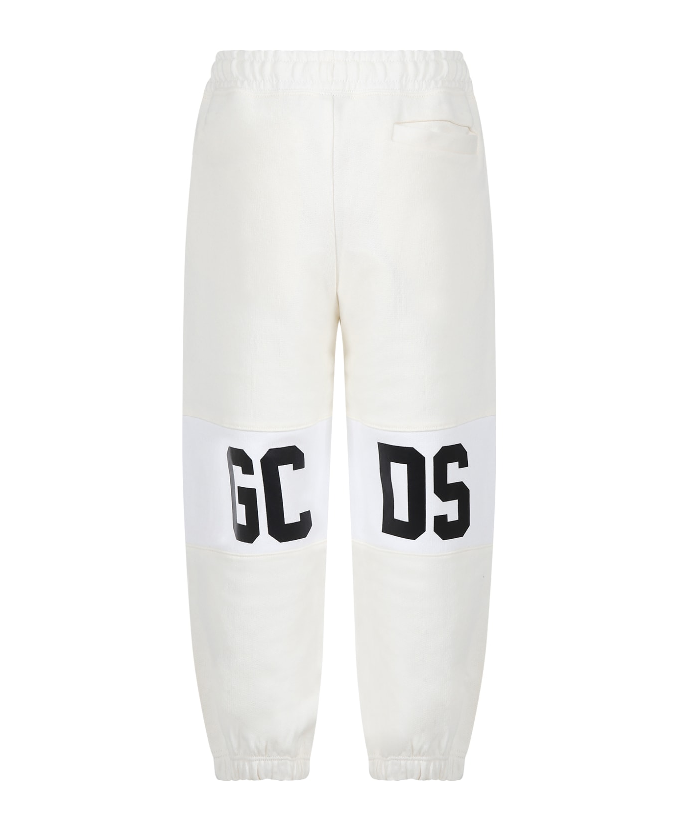 GCDS Mini White Trousers For Kids With Logo - Ivory