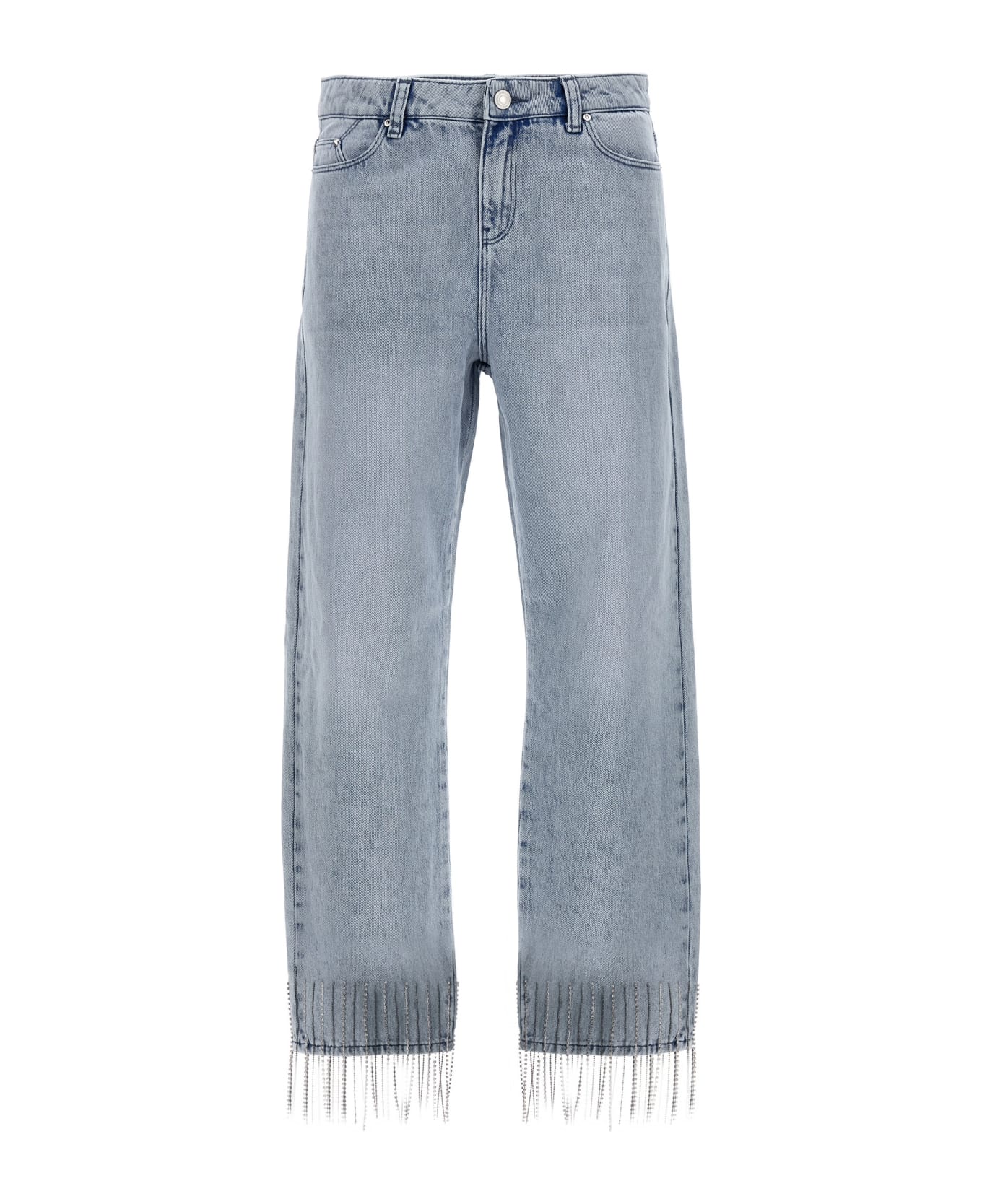 Karl Lagerfeld Rhinestone Fringed Jeans - Light Blue デニム