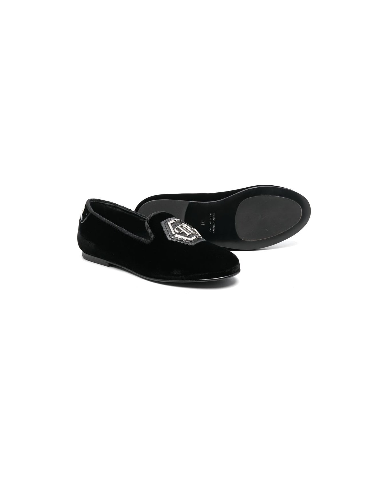 Philipp Plein Junior Logo Loafers - Black