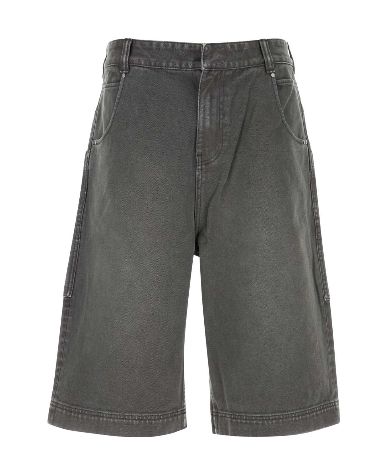 Entire Studios Dark Grey Denim Bermuda Shorts - STONELIGHT