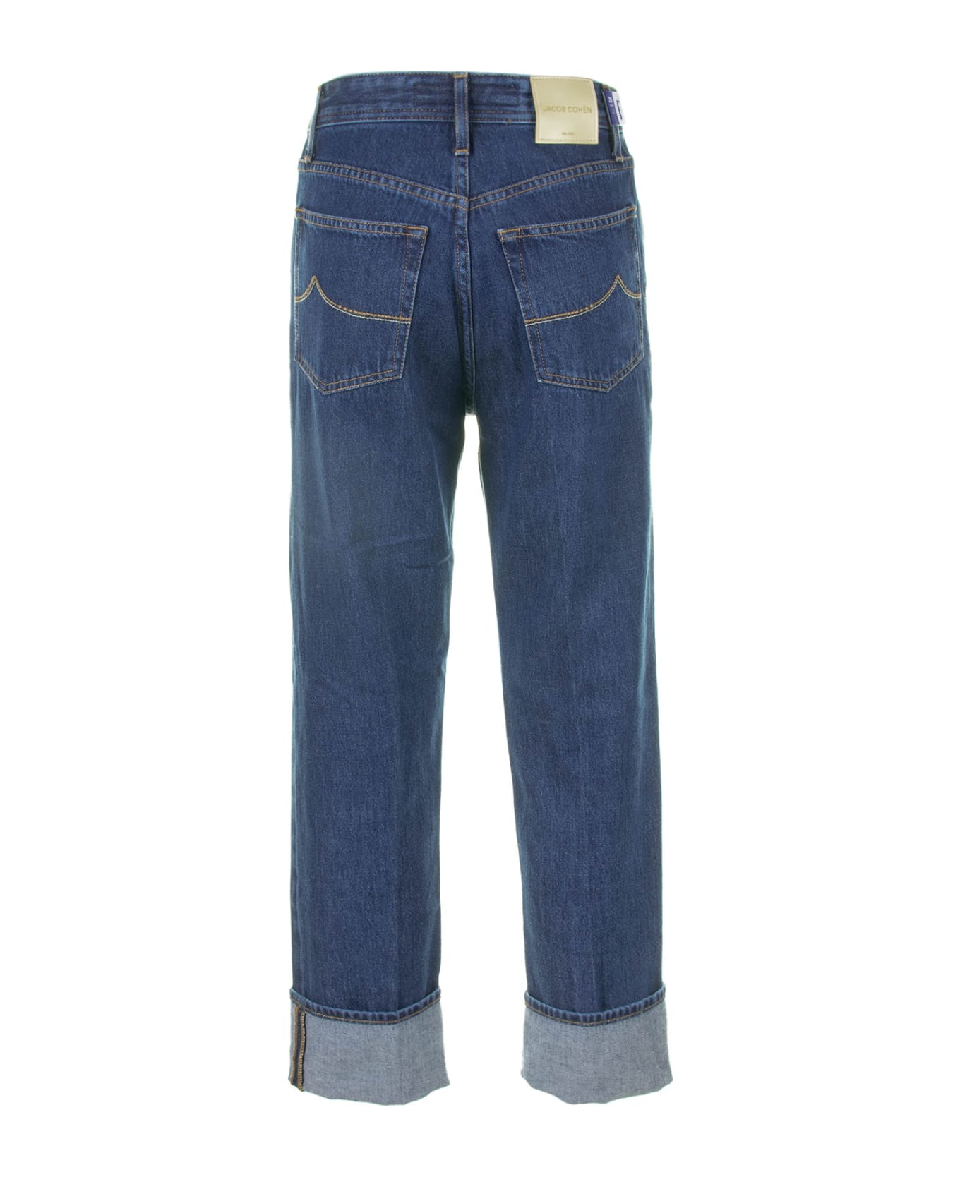 Jacob Cohen High Waist Boyfriend Jeans With Cuff - Blu