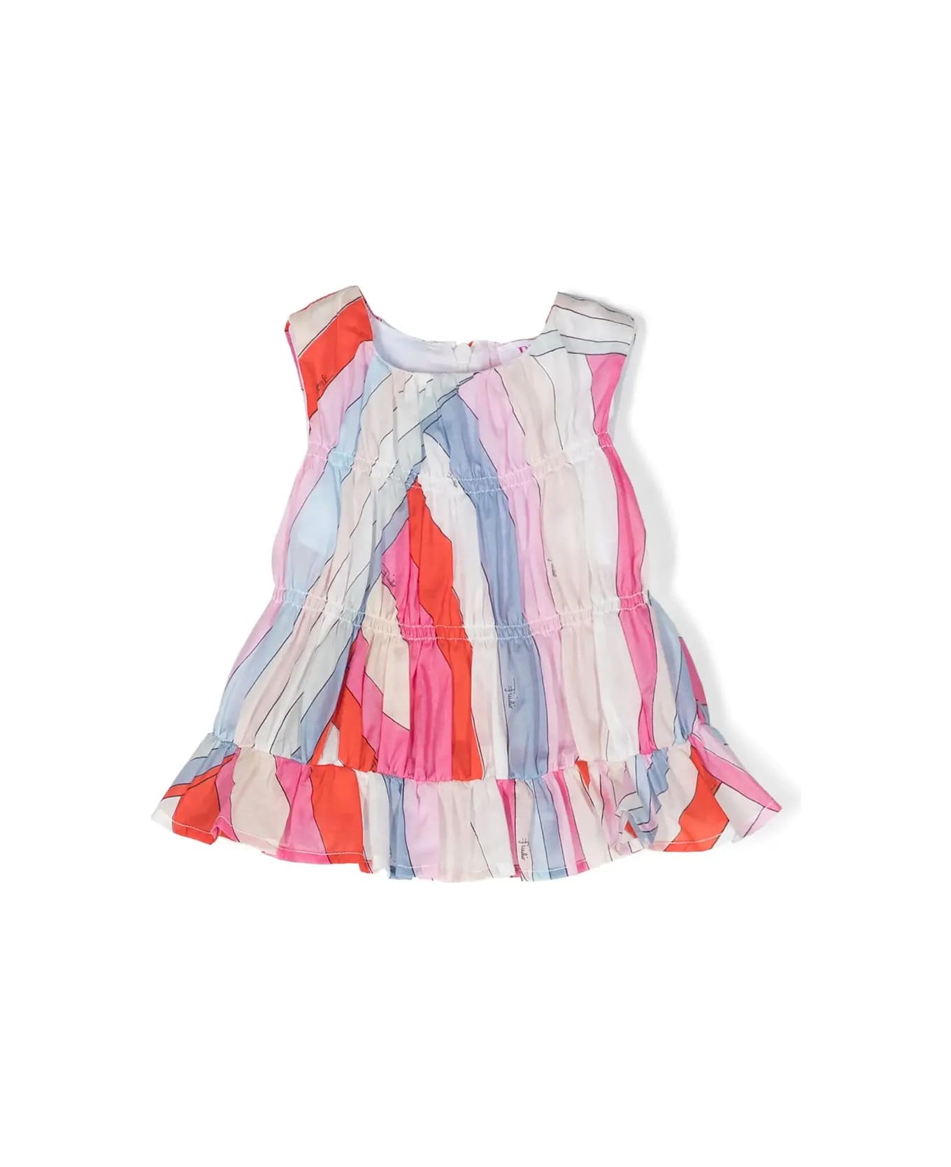 Pucci Sleeveless Top With Light Blue/multicolour Iride Print - Blue トップス
