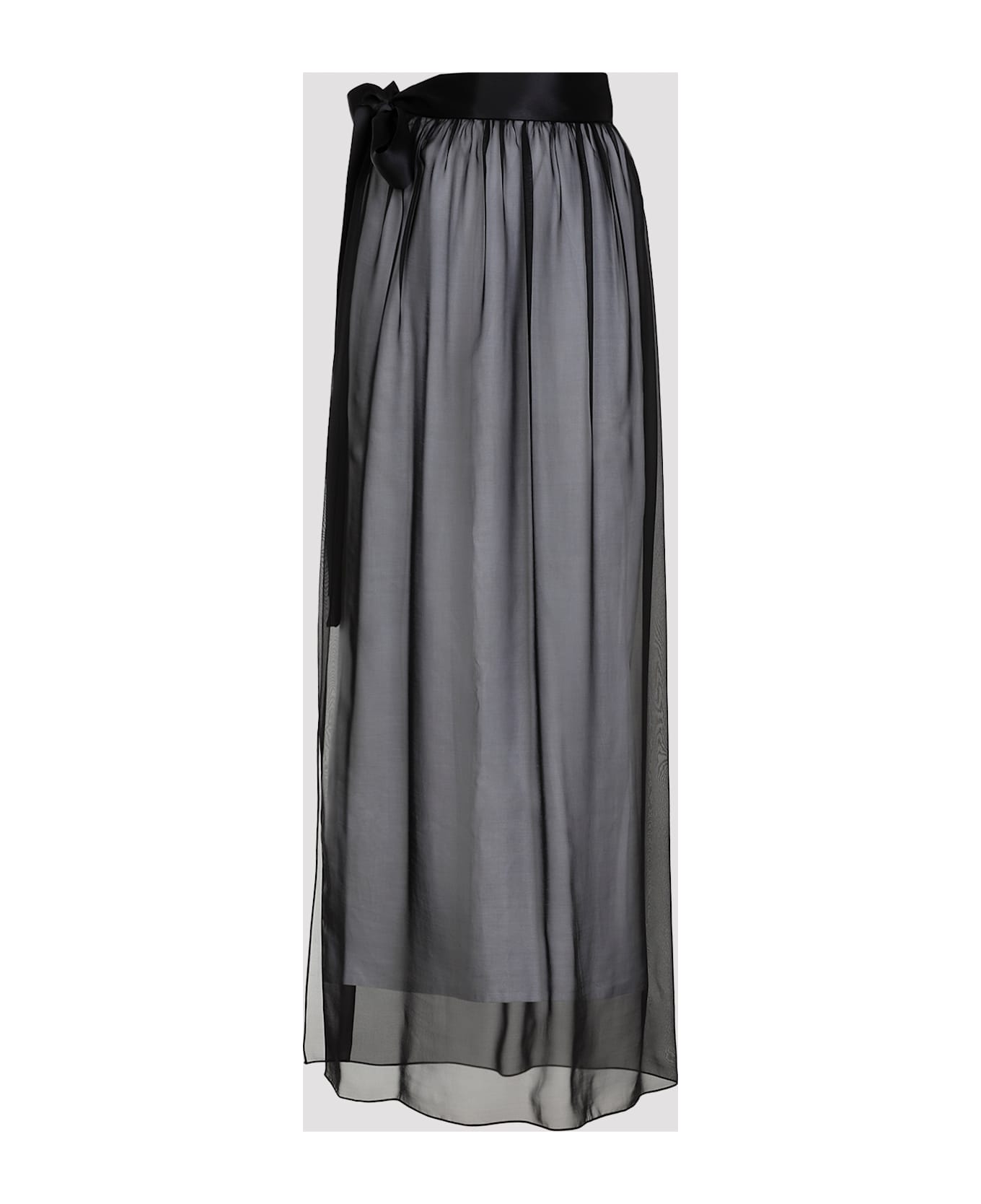 Dolce & Gabbana Silk Long Skirt - Nero