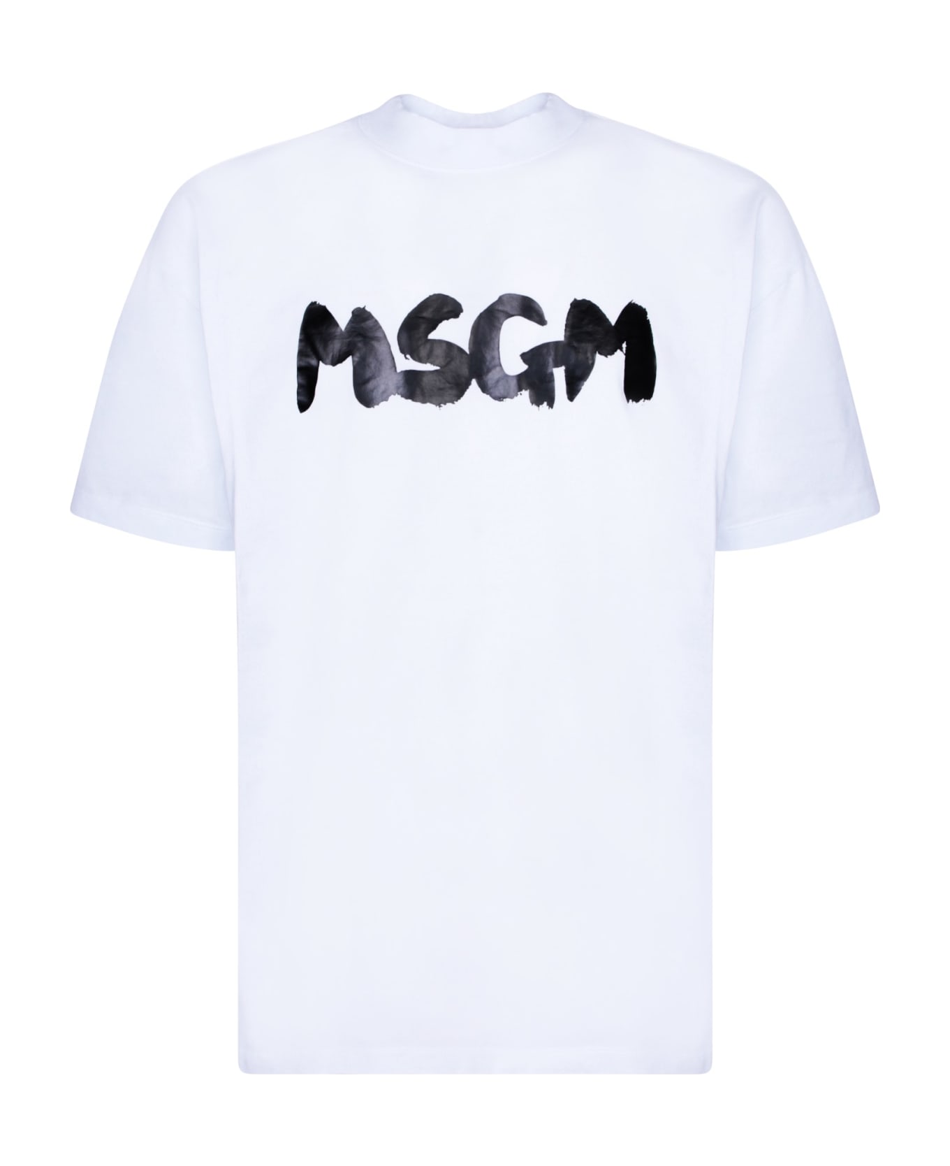 MSGM Oversize Logo White Brushed T-shirt - White