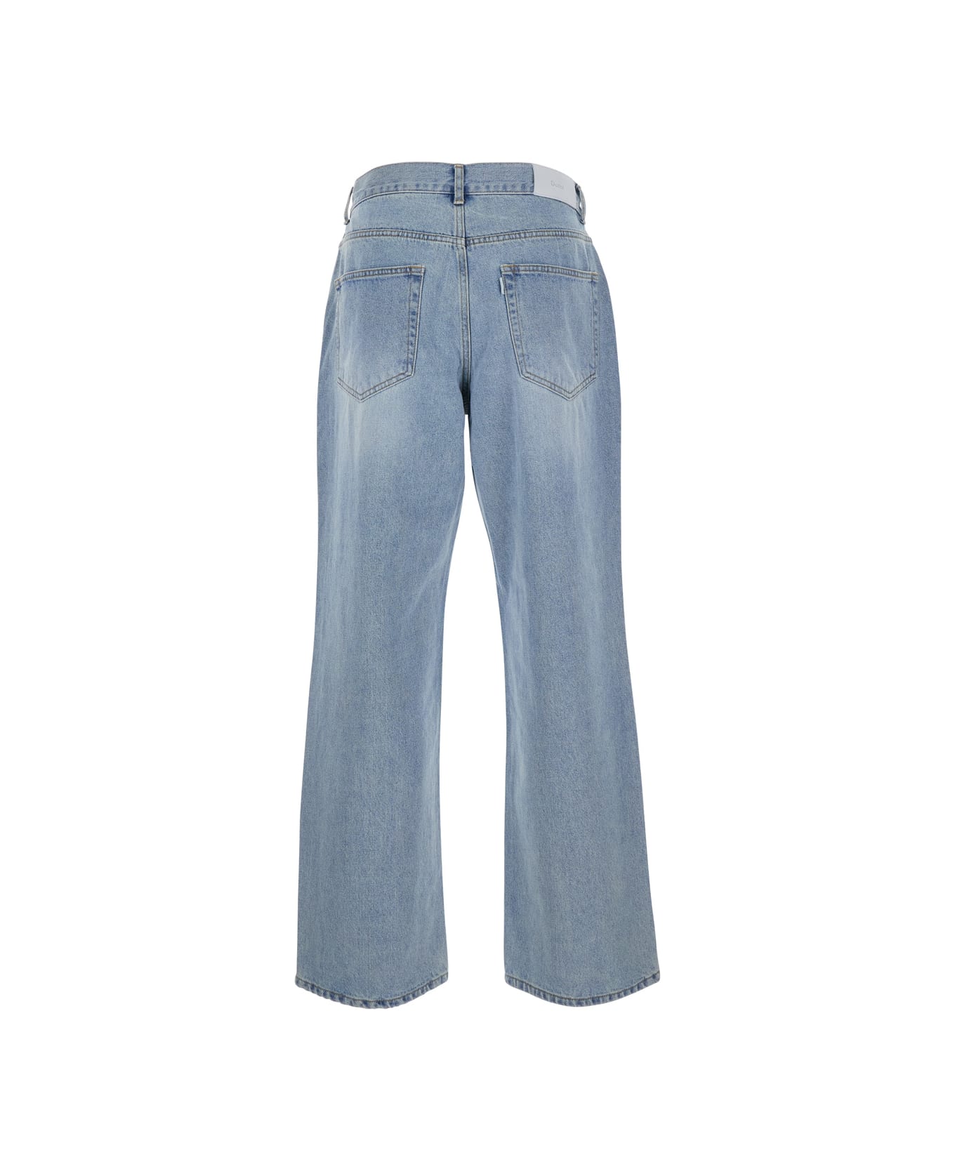 Dunst Light Blue Five Pocket Jeans With Logo Patch On The Back In Denim Man - Light blue