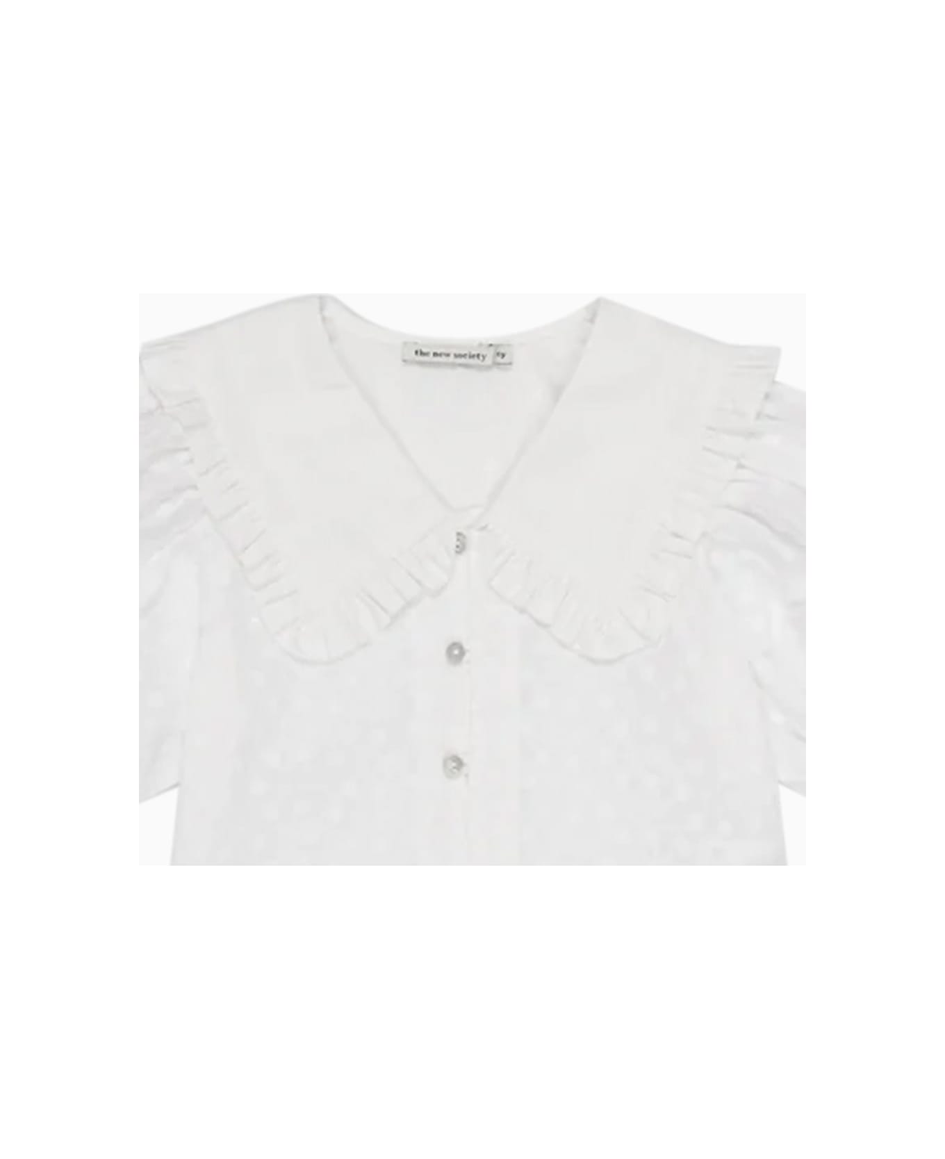 The New Society Antonella Shirt In Solid Color Poplin - WHITE