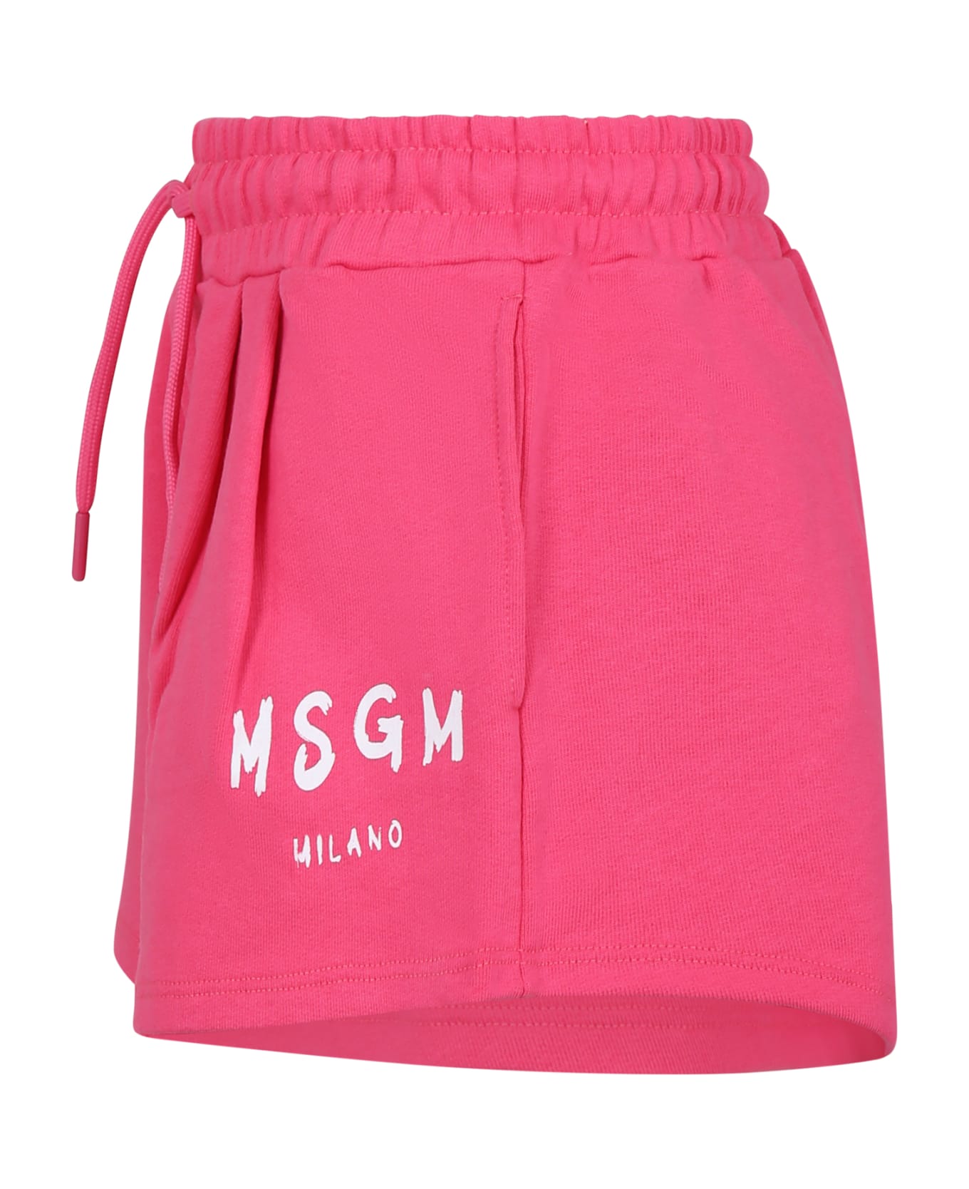 MSGM Fuchsia Shorts For Girl With Logo - Fucsia