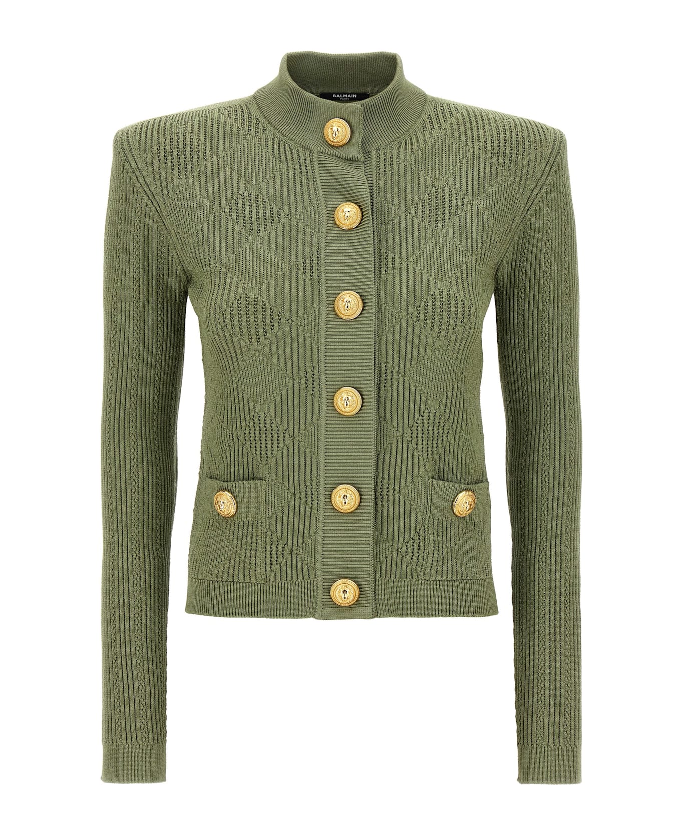 Balmain Openwork Knit Cardigan - Green