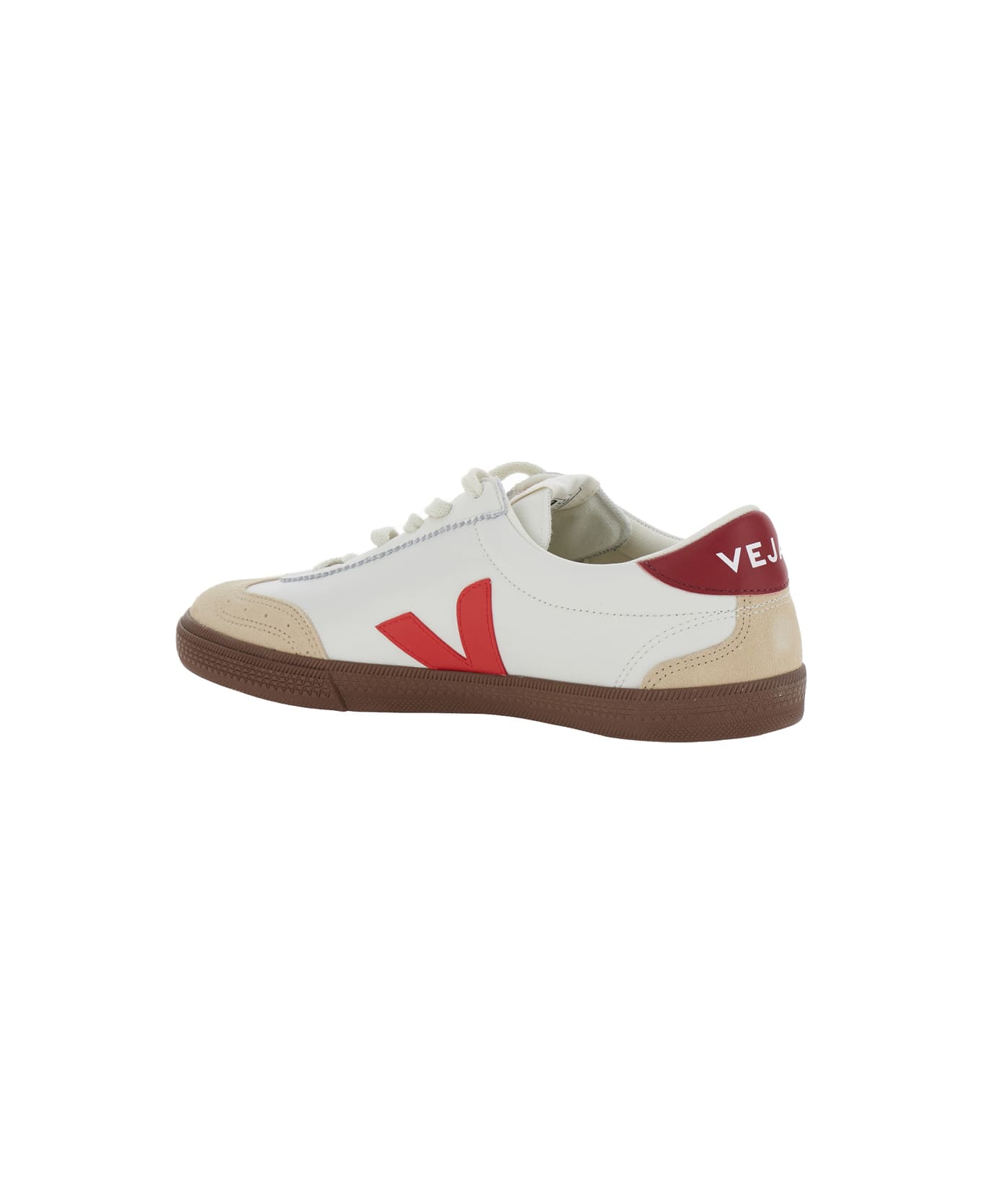 Veja 'volley' White Low Top Sneakers With V Logo Detail In Leather And Suede Man - White スニーカー