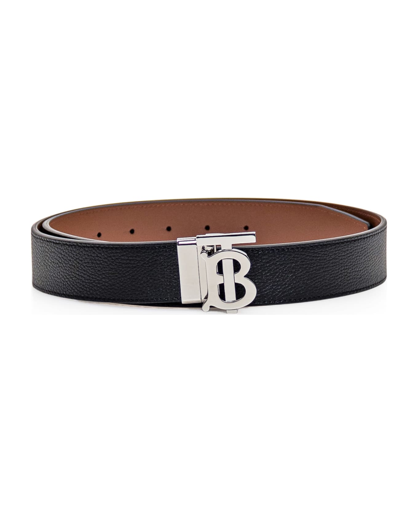 Burberry Reversible Leather Belt - Black/tan/silver