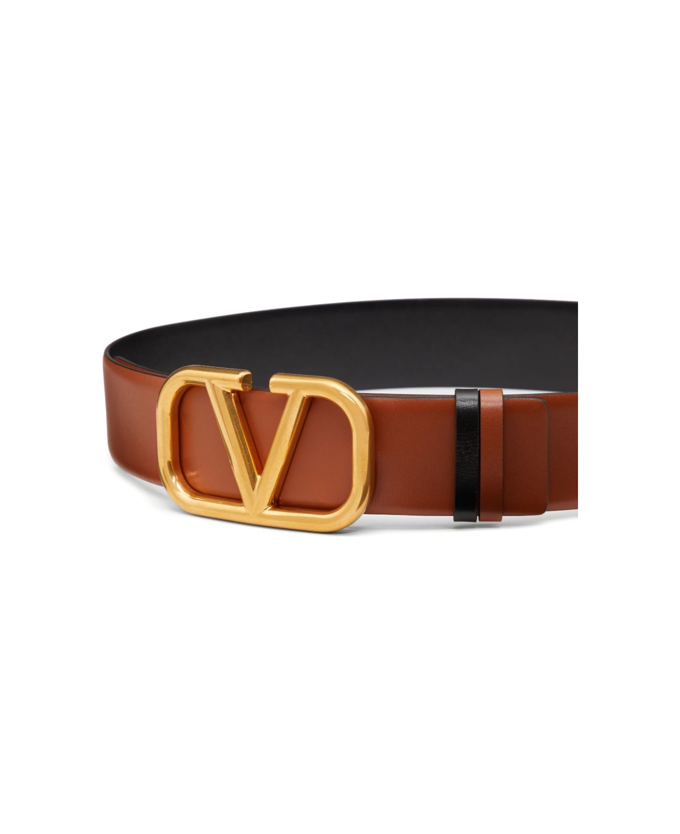 Valentino Garavani Leather Reversible Vlogo Belt - Leather Brown