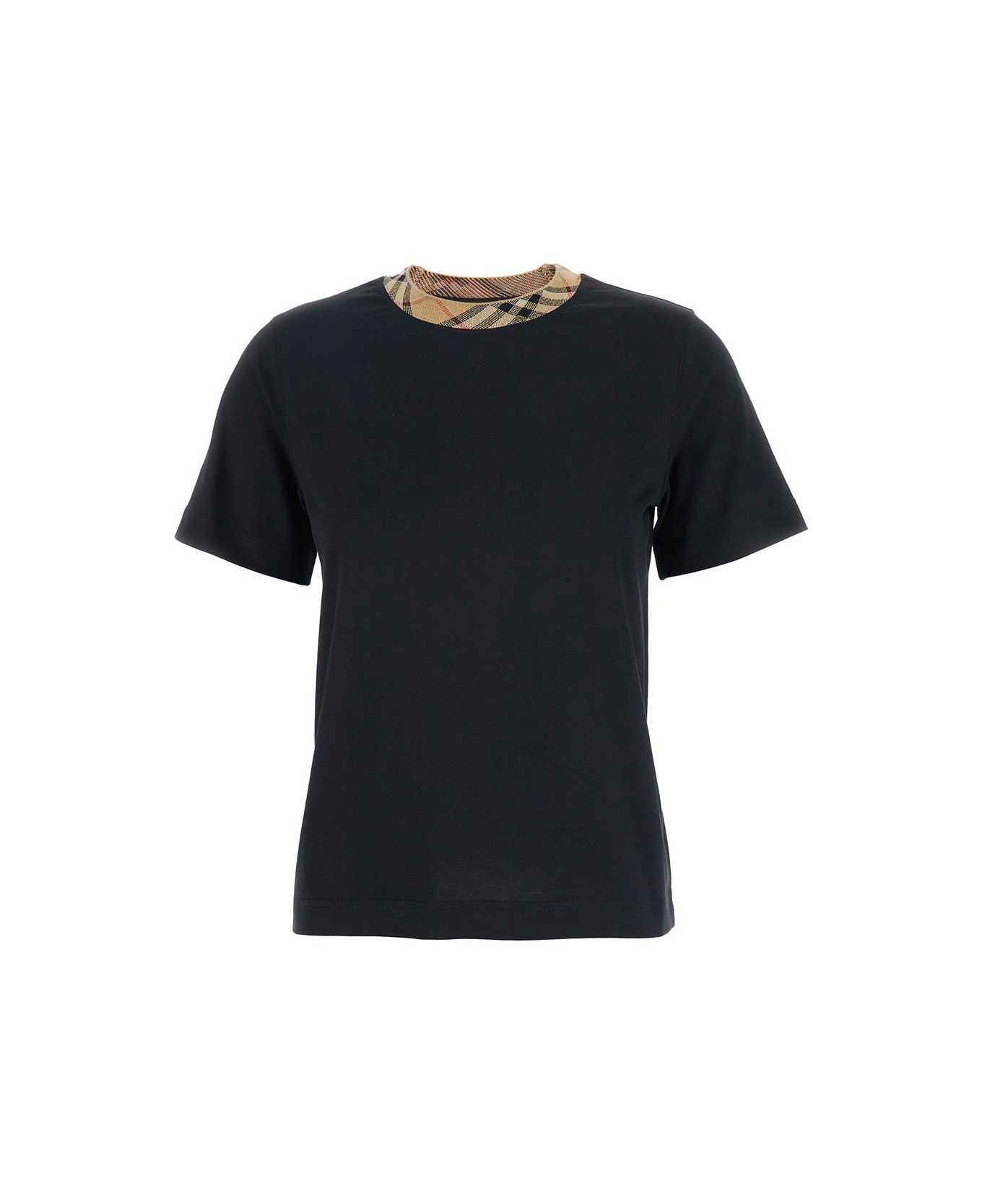 Burberry Black Cotton T-shirt - BLACK