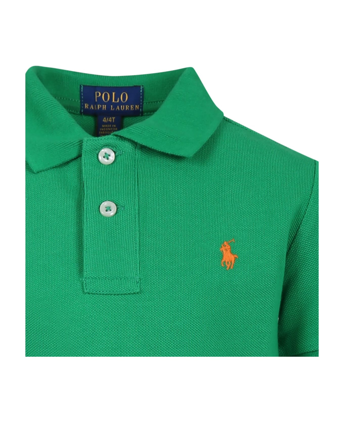 Ralph Lauren Green Polo Shirt For Boy With Iconic Poney - Green