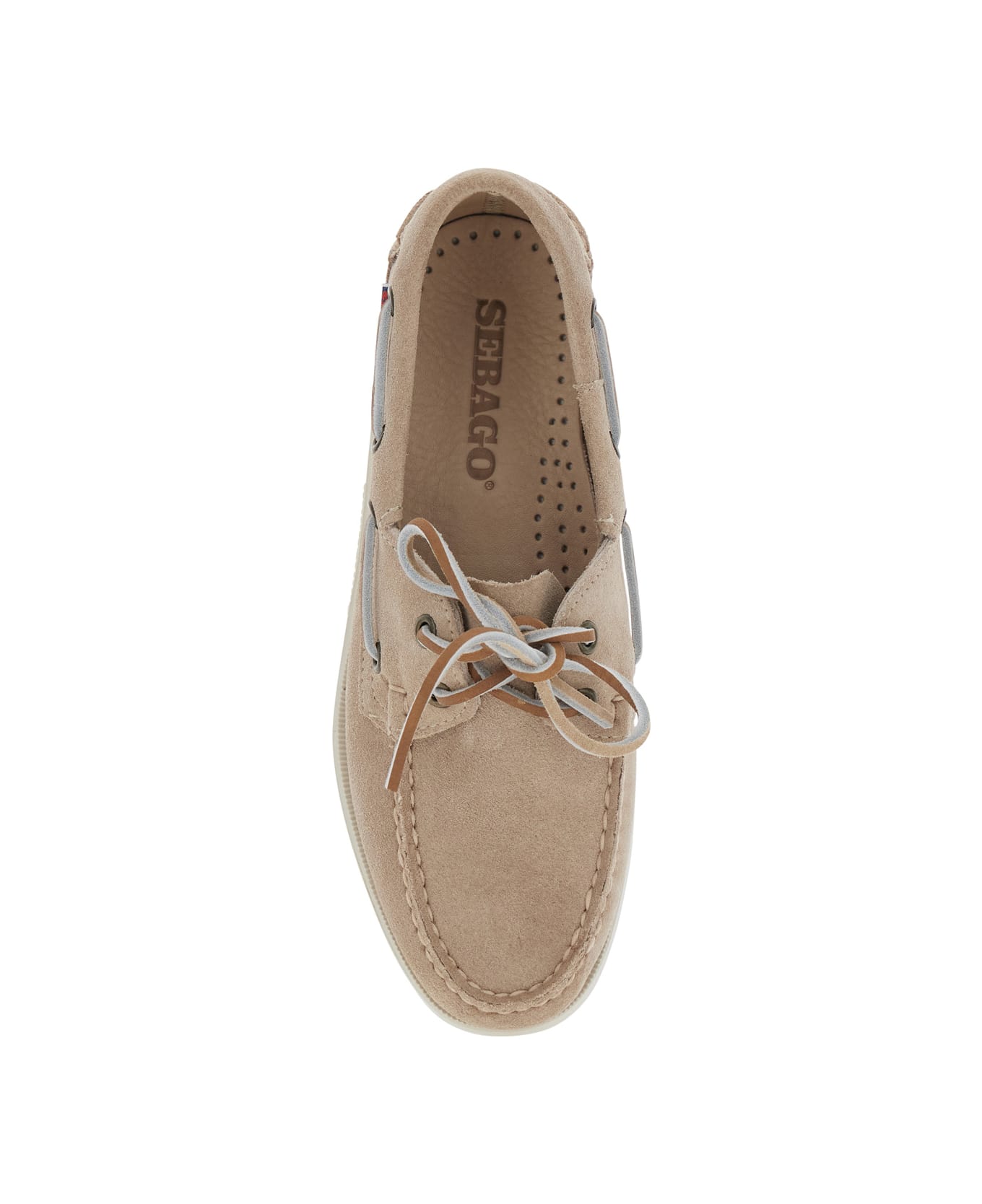 Sebago 'portland Dockside' Beige Loafers With Decorative Laces On The Sides And Contrasting Stitching In Suede Woman - BROWN