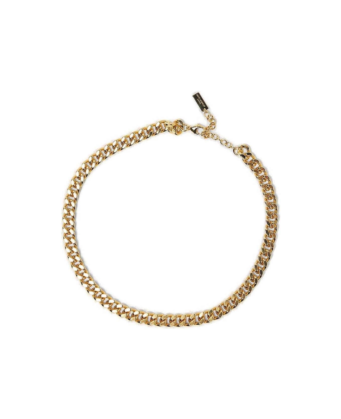 Saint Laurent Flat Curb Chain Necklace - Golden
