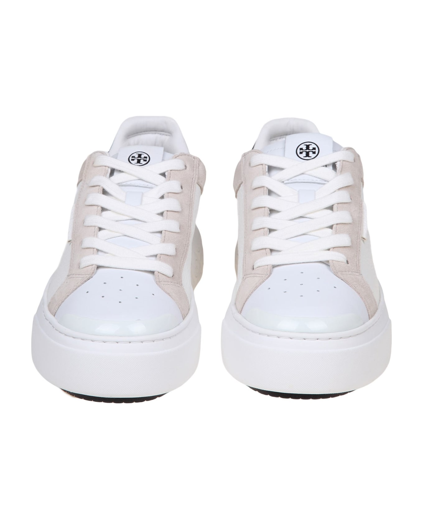 Tory Burch Ladybug Sneakers In White Suede And Leather - White/Black ウェッジシューズ