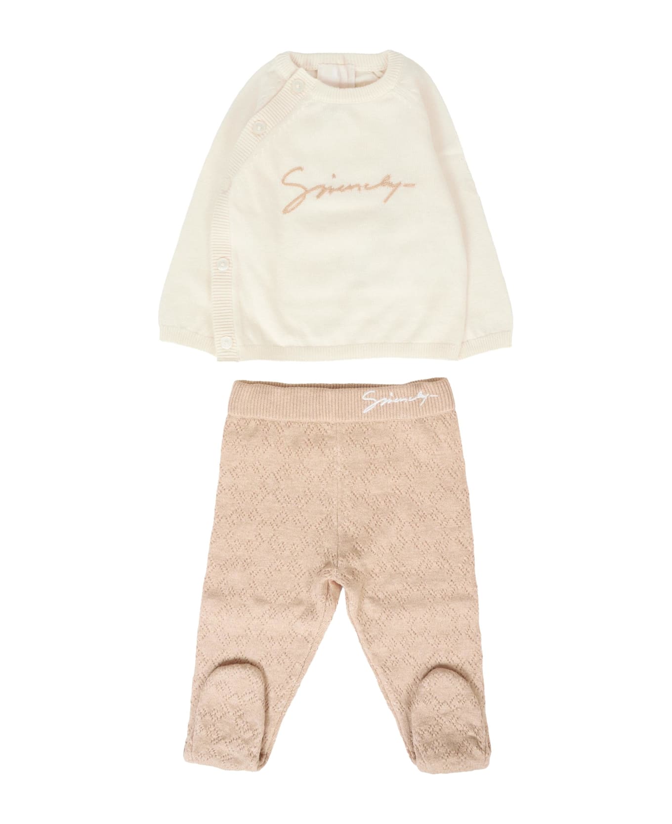 Givenchy Beige Newborn Set For Babykids With Logo - Beige
