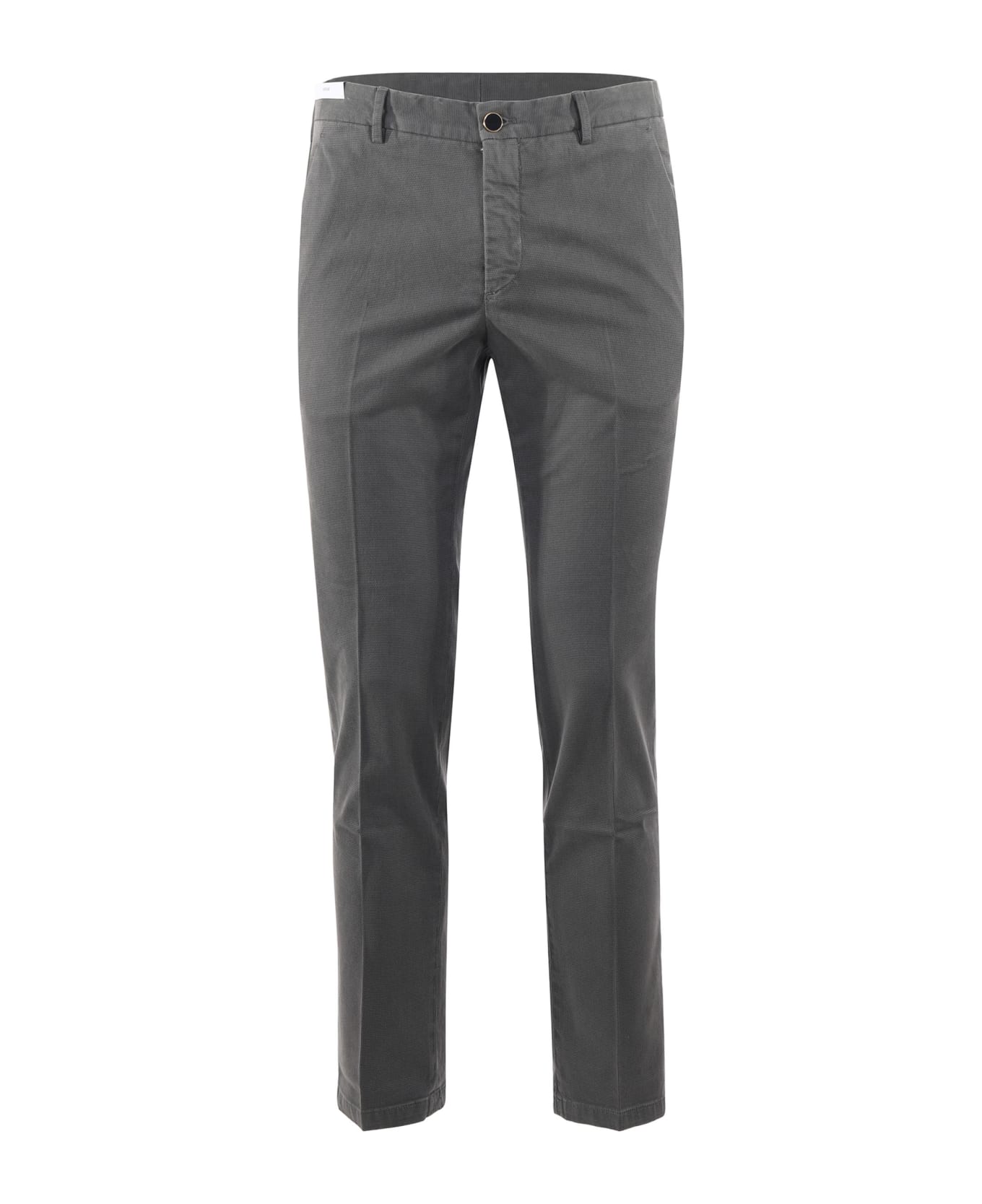 PT Torino Pt01 Trousers In Micro Patterned Stretch Cotton - Grigio scuro