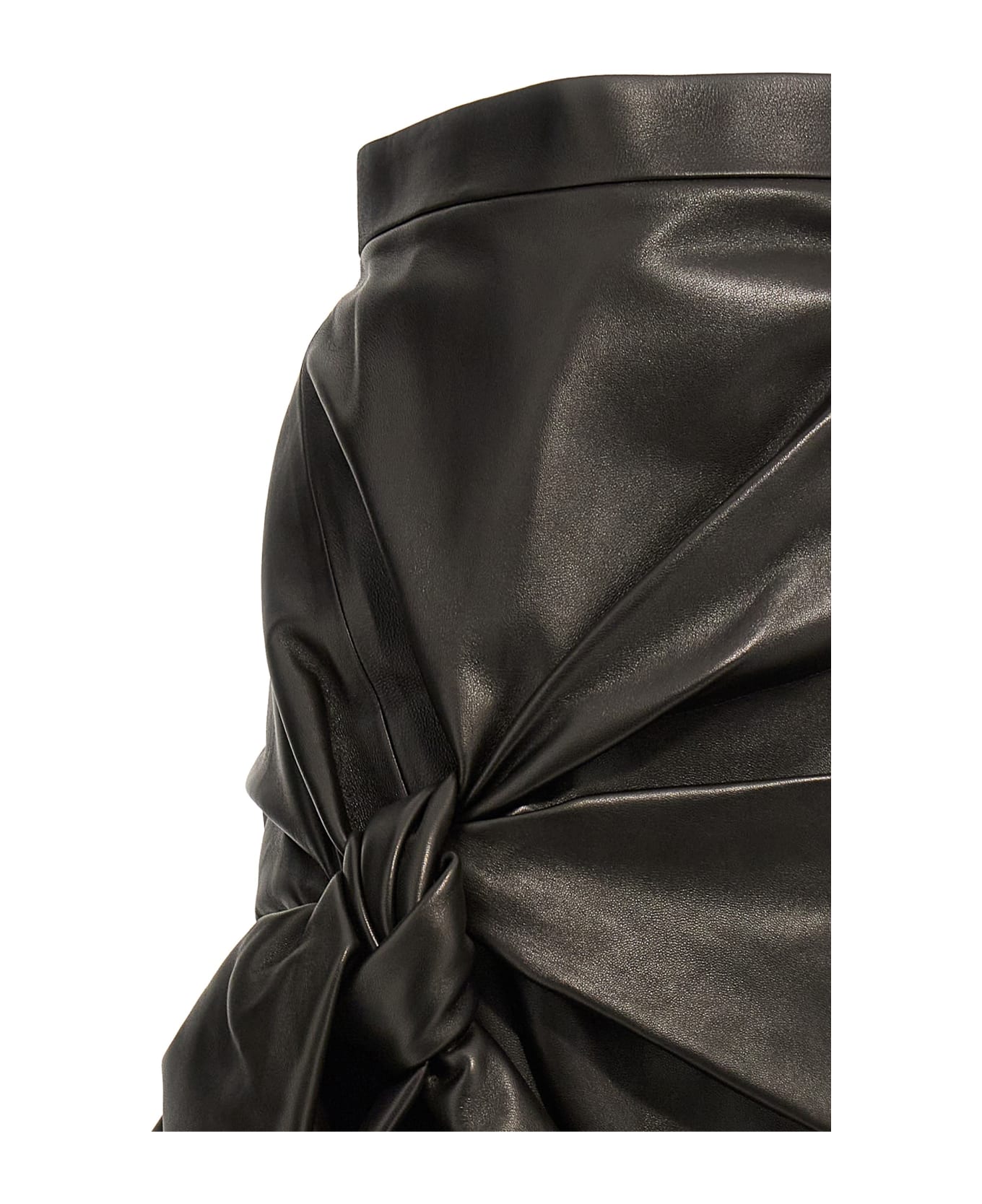Alexander McQueen Leather Skirt With Maxi Bow - Black