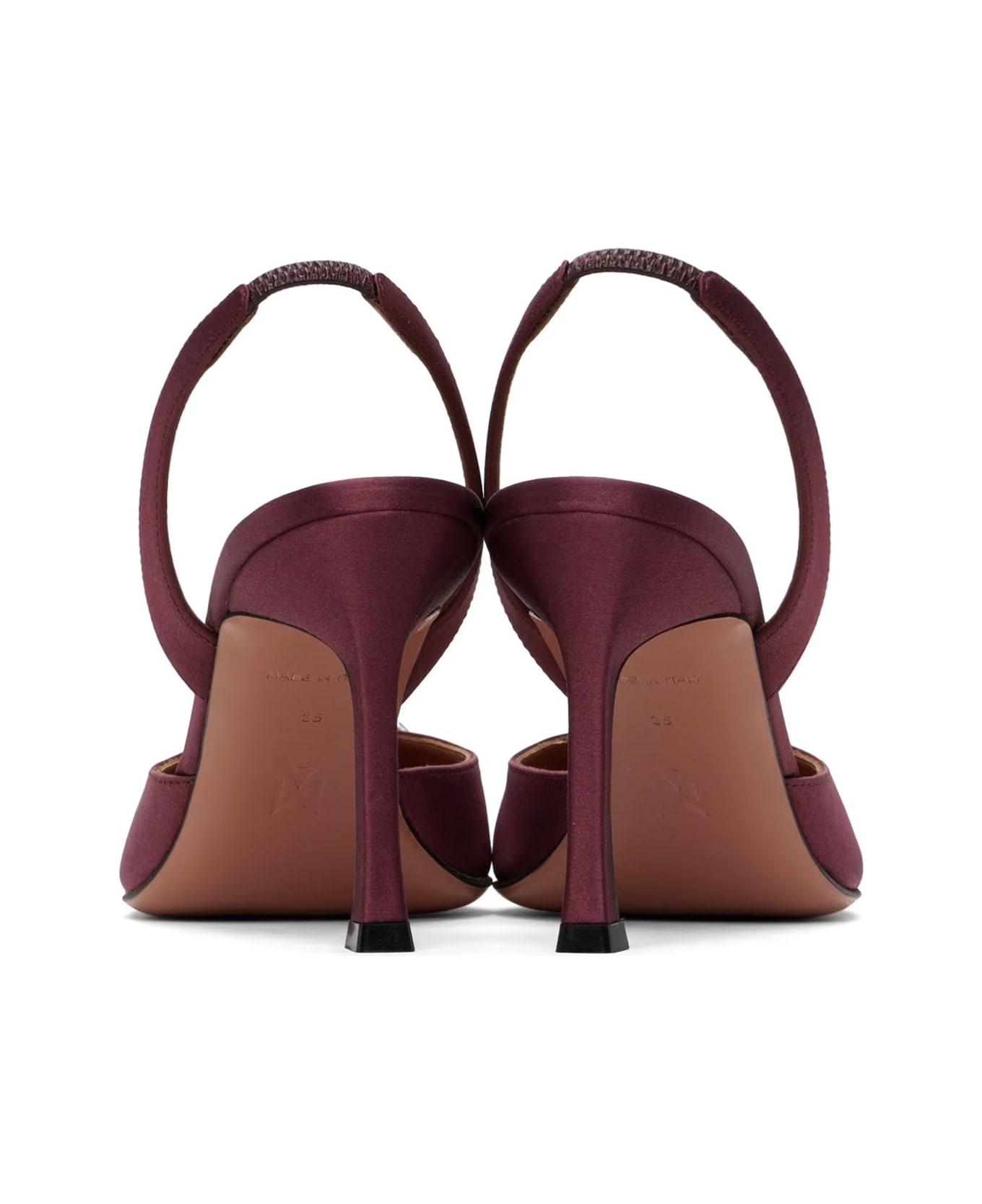 Amina Muaddi Camelia Sling 90 Satin Pumps - Red