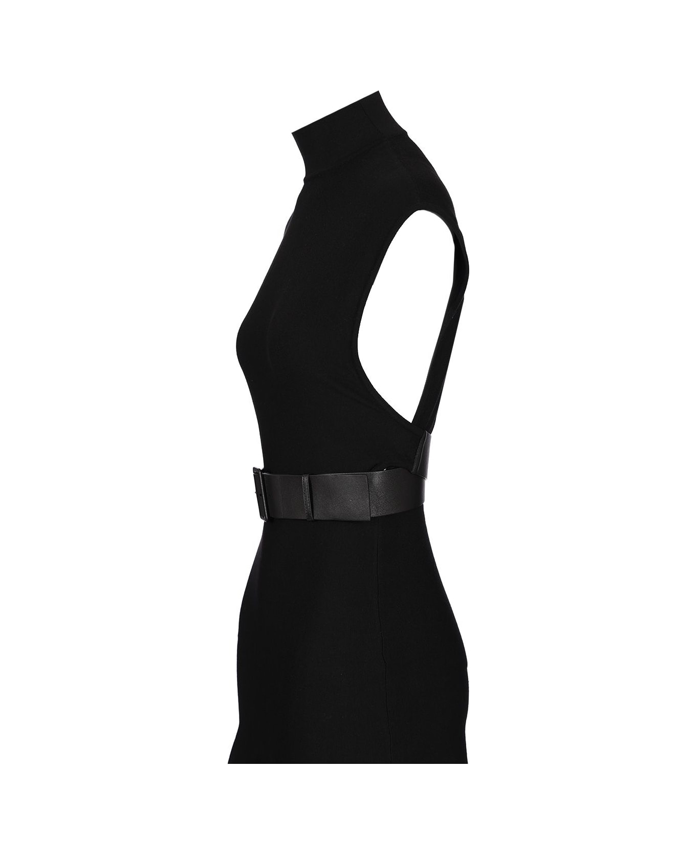 Alaia Belted Midi Dress - Black