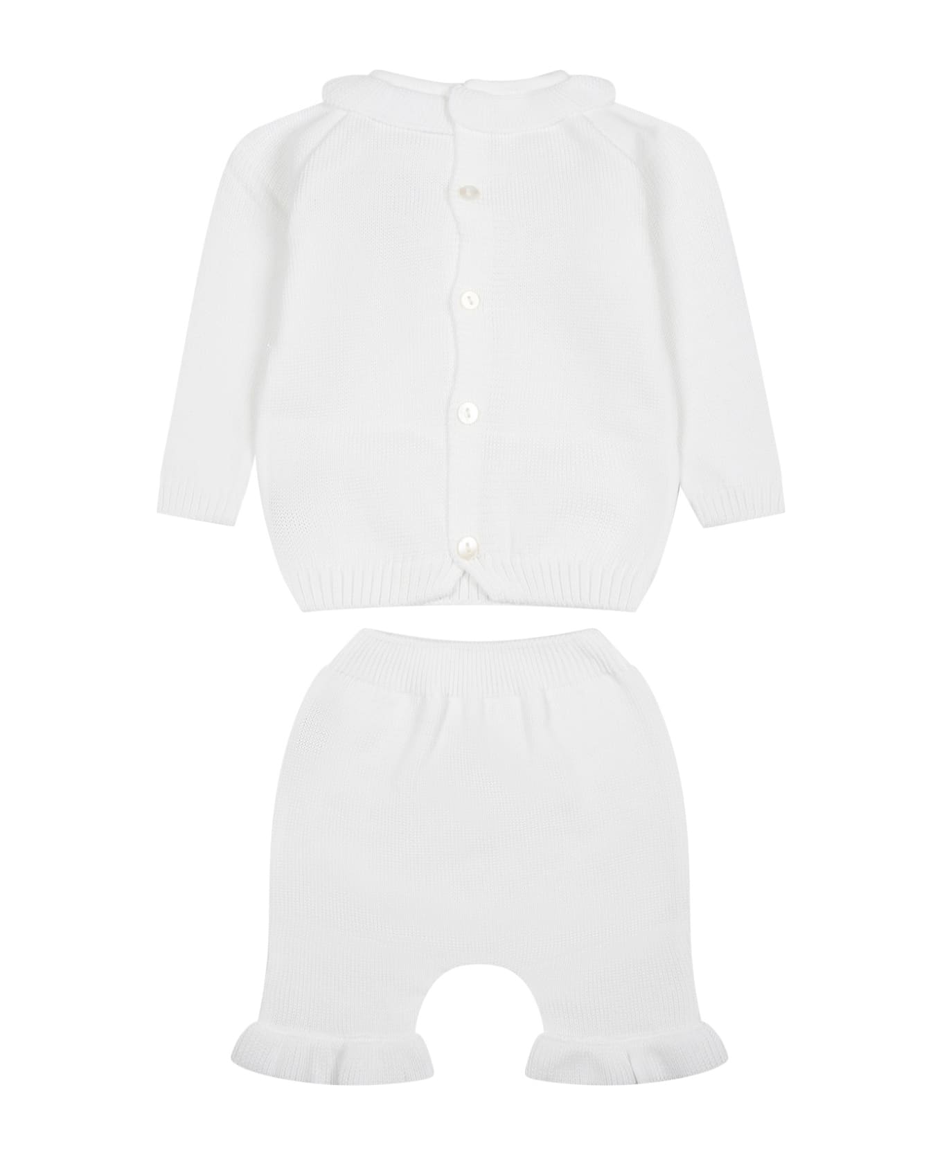 Little Bear White Birth Suit For Baby Girl - Bianco