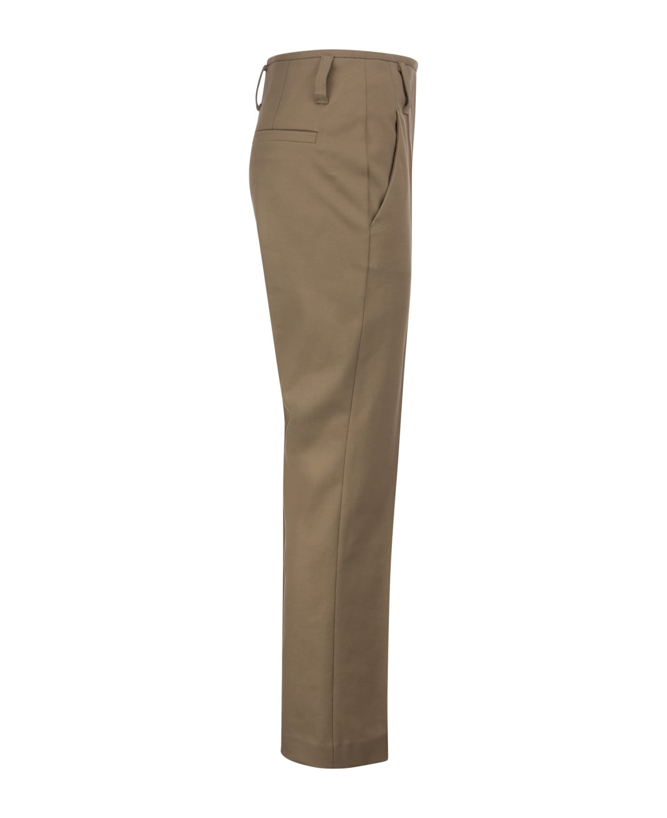 Brunello Cucinelli Stretch Cotton Cover-up Wide Corset Trousers With Necklace - Chestnut