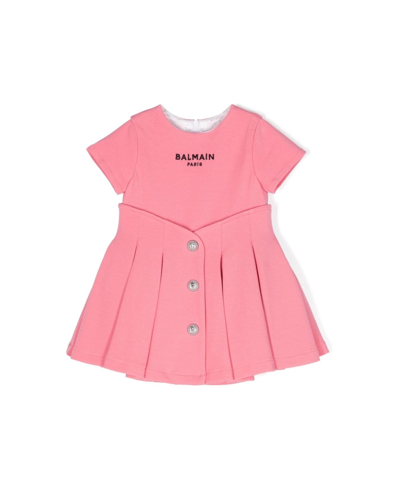 Balmain Abito Con Ricamo - Pink