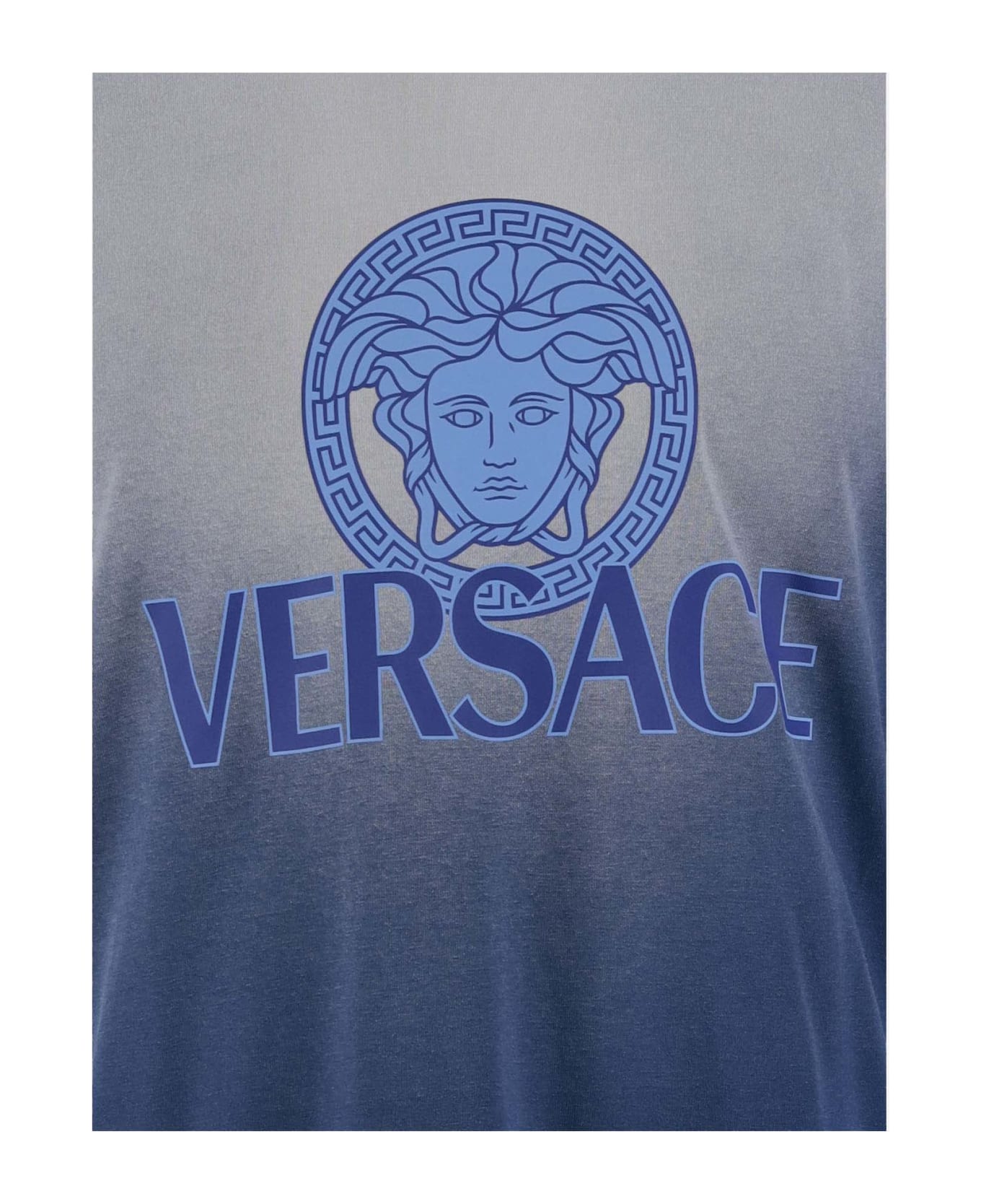 Versace Cotton T-shirt With Logo - ROYAL BLUE (Blue) シャツ