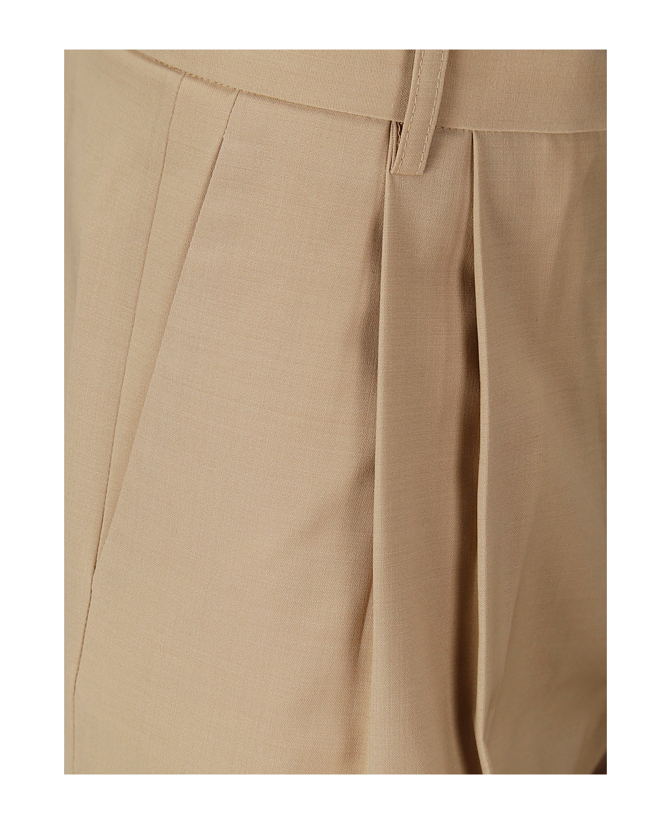 Róhe Wide Leg Pleated Trousers - FAWN