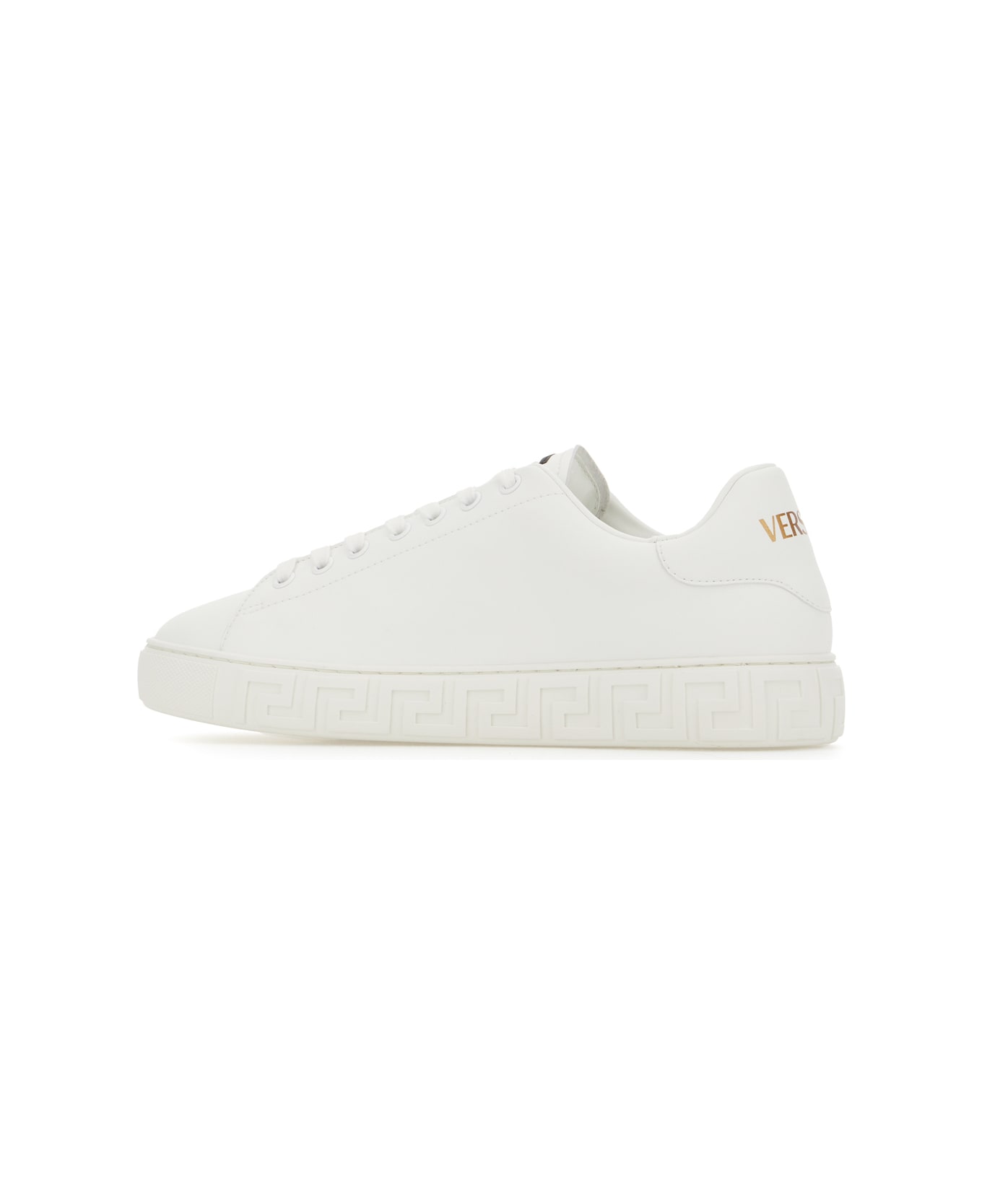 Versace White Leather Sneakers - WHITE