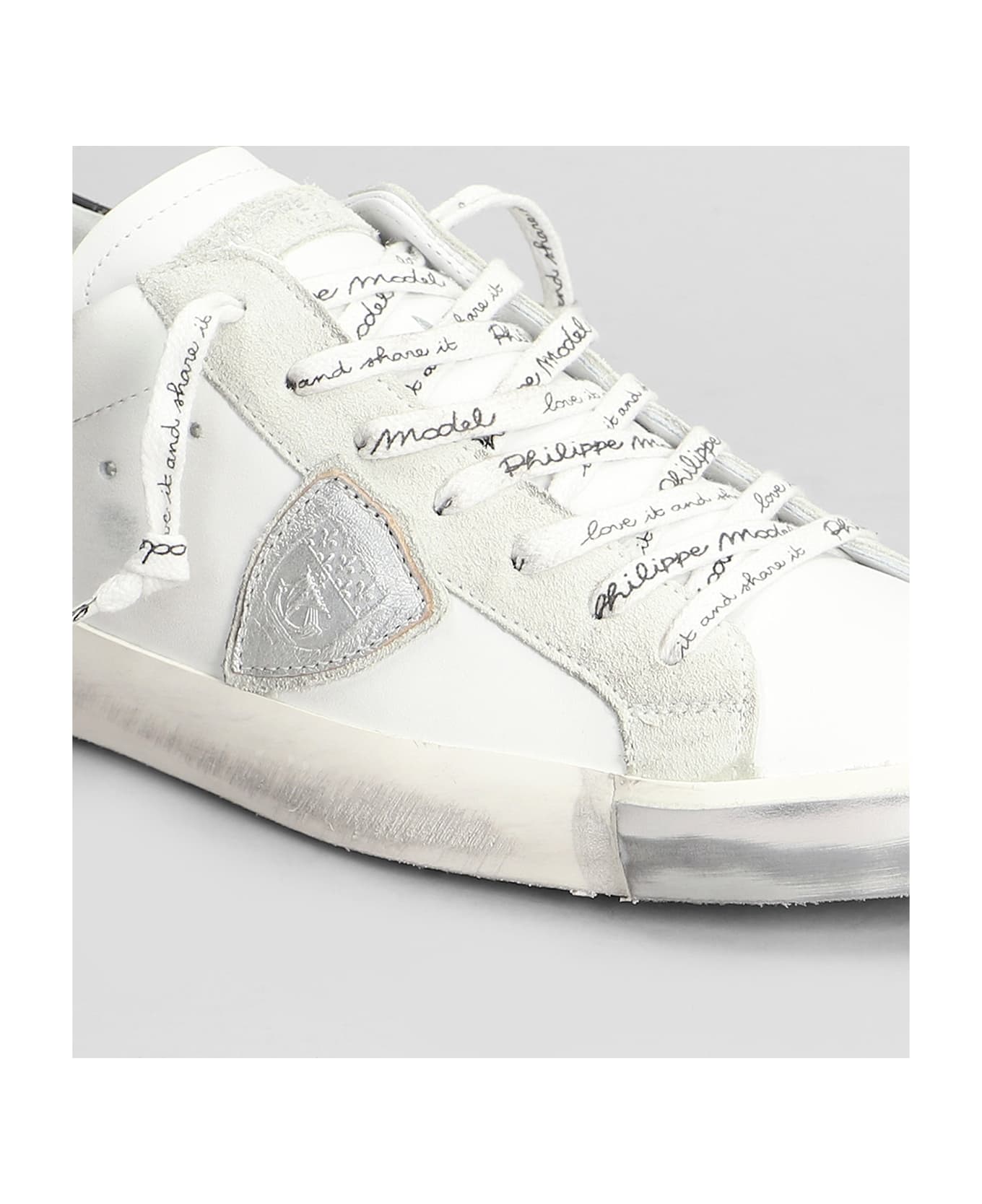 Philippe Model Prsx Low Sneakers In White Leather - white