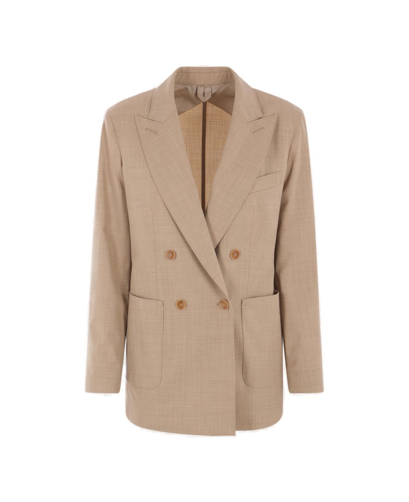 Max Mara Double-breasted Long-sleeved Jacket - Beige