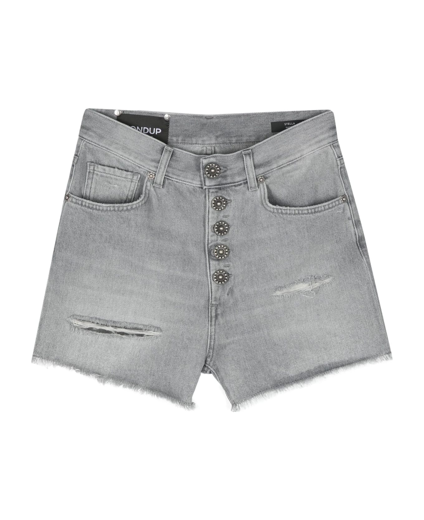 Dondup Light Grey Cotton Denim Shorts - Grey