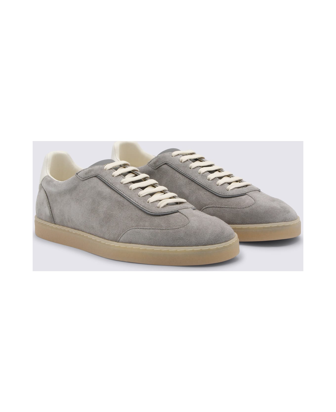 Brunello Cucinelli Grey Leather Sneakers - Grey