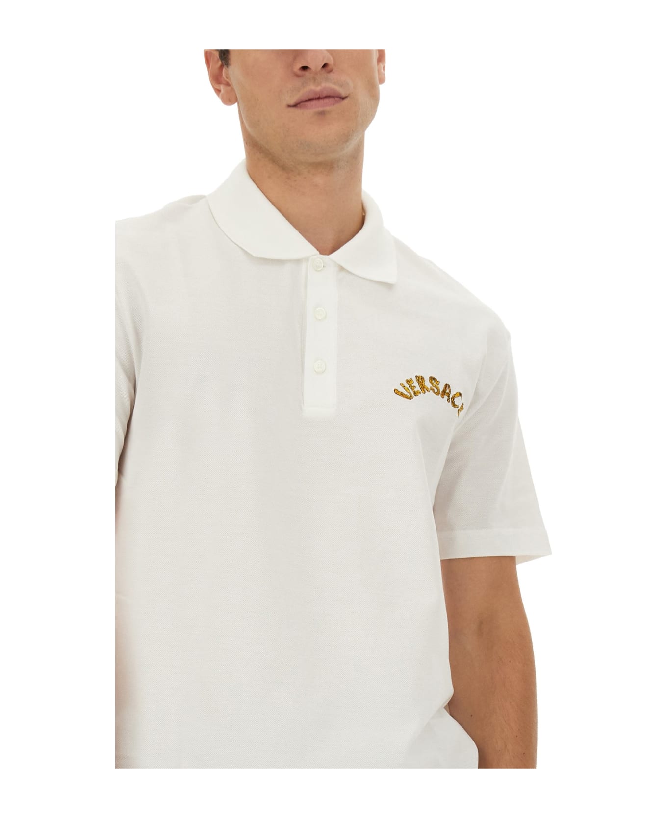 Versace Cotton Polo Shirt - White