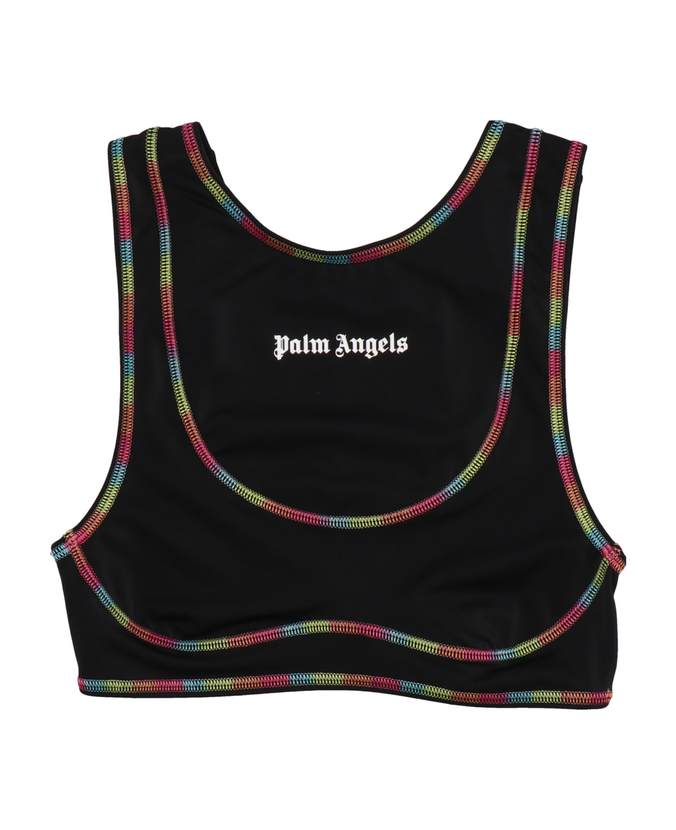 Palm Angels 'rainbow Miami' Sporty Top - Black  