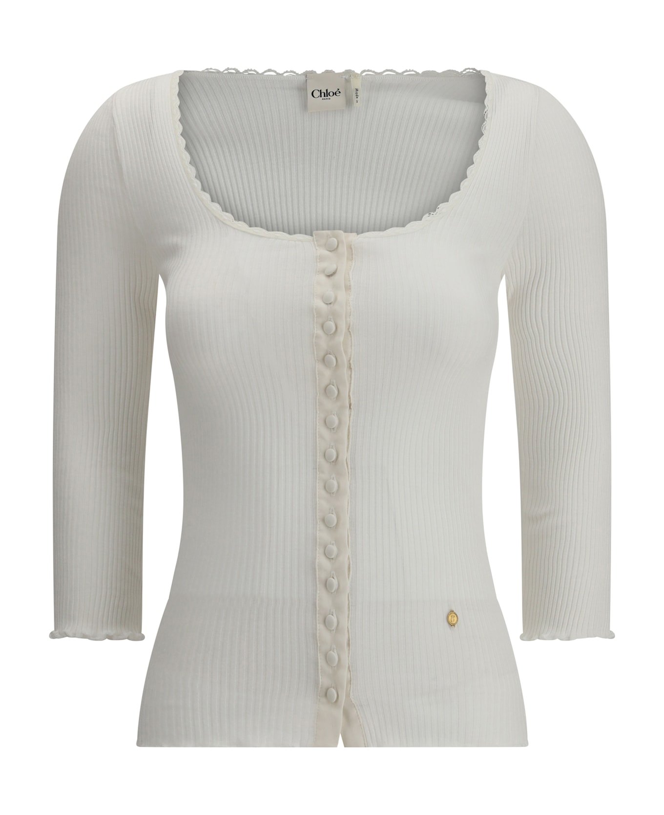 Chloé Cotton Cardigan With Button Fastening - WHITE