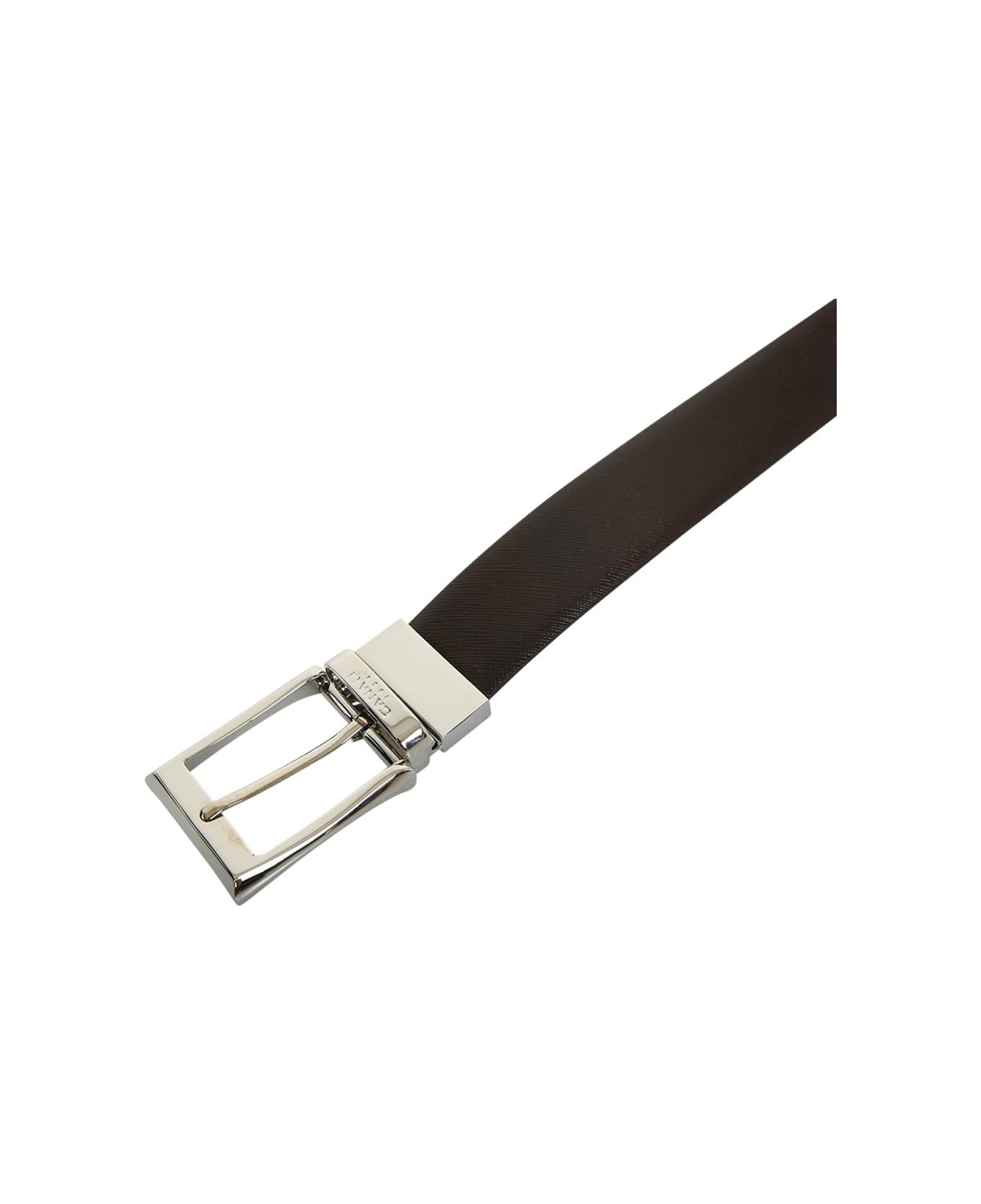 Canali Leather Belt With Engraved Canali Logo - Black