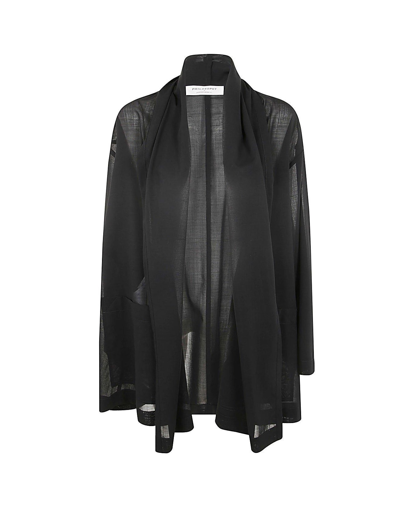 Philosophy di Lorenzo Serafini Open-front Semi-sheer Coat - Black