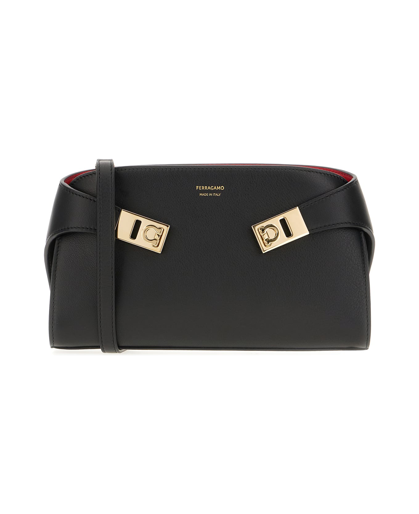 Ferragamo Black Leather Small Hug Shoulder Bag - Black